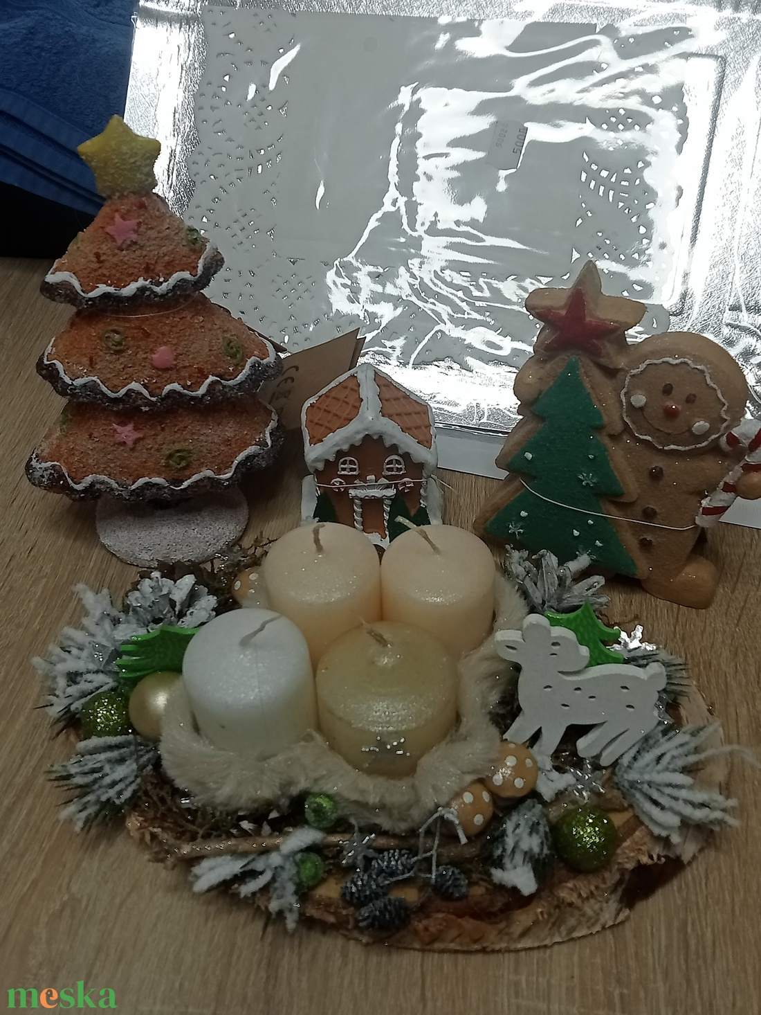 Téli táj bundában ,Őzikés,Téli,karácsonyi adventi asztaldísz,asztalközép, koszorú  - karácsony - adventi díszek - adventi asztaldísz - Meska.hu