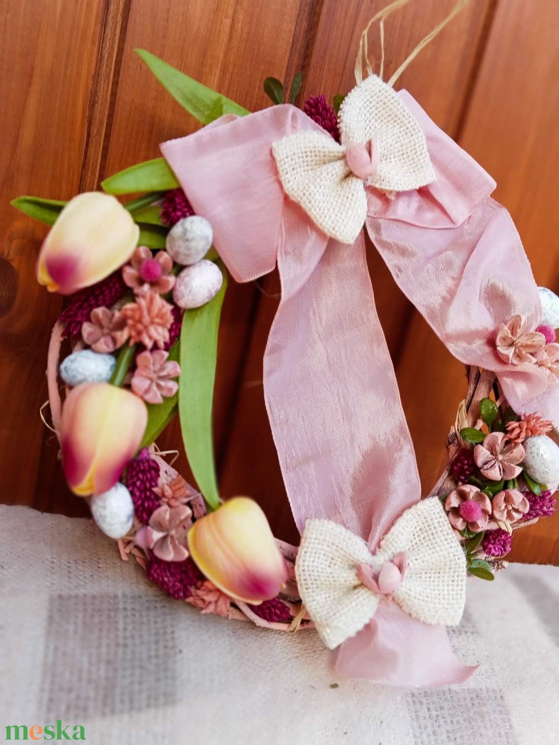 Tulipános tavasz ajtódísz, koszorú, kopogtato  - otthon & életmód - dekoráció - ajtó- és ablak dekoráció - ajtódísz & kopogtató - Meska.hu