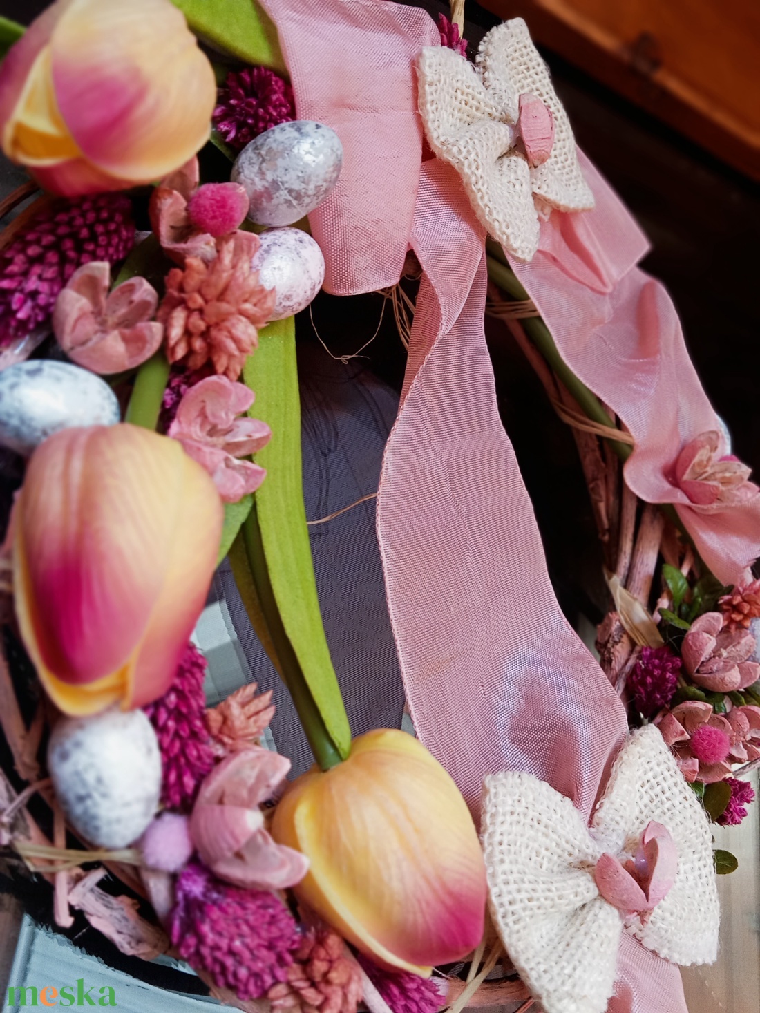 Tulipános tavasz ajtódísz, koszorú, kopogtato  - otthon & életmód - dekoráció - ajtó- és ablak dekoráció - ajtódísz & kopogtató - Meska.hu