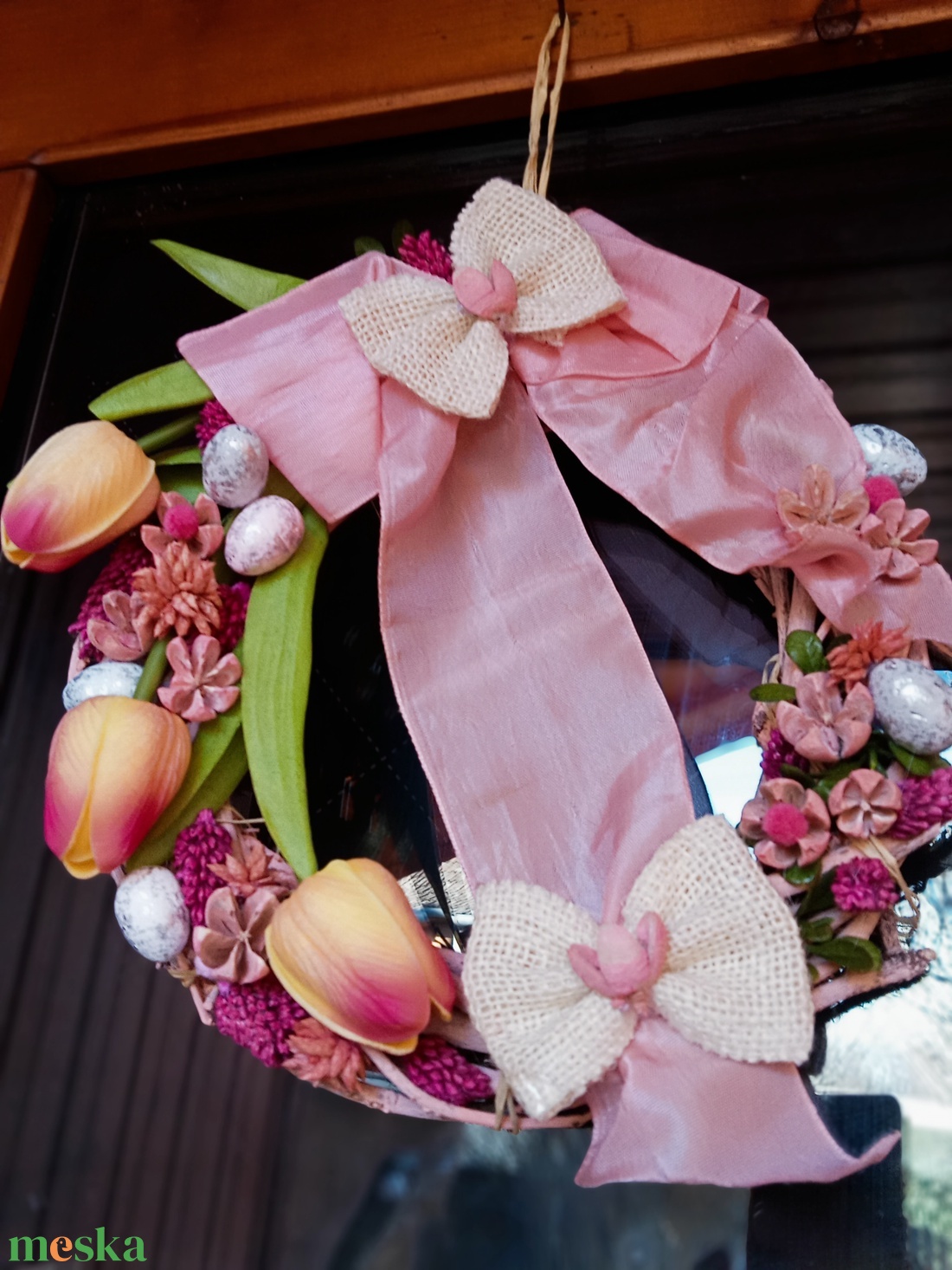 Tulipános tavasz ajtódísz, koszorú, kopogtato  - otthon & életmód - dekoráció - ajtó- és ablak dekoráció - ajtódísz & kopogtató - Meska.hu