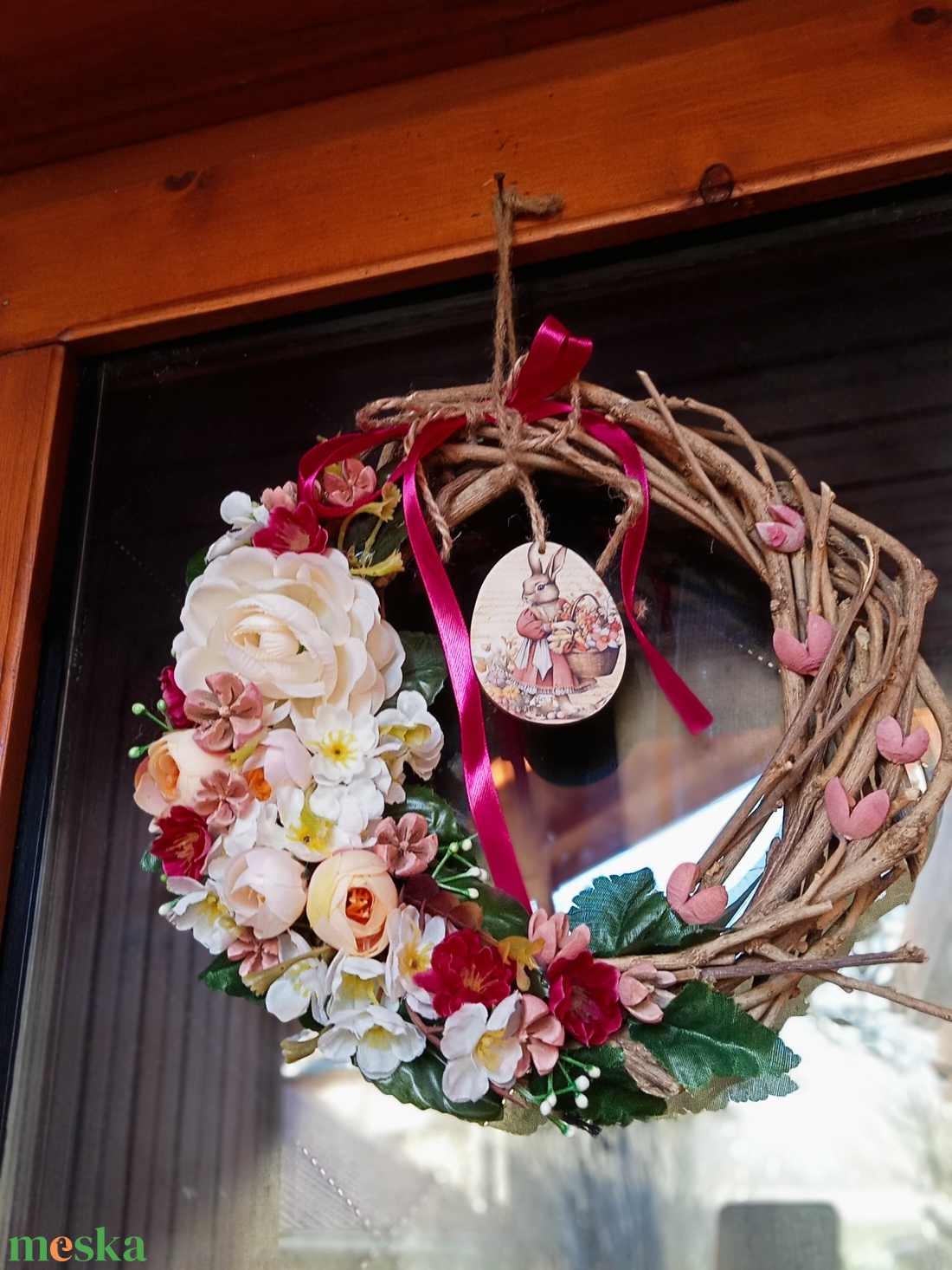 Romantikus tavaszi , húsvéti ajtódísz - otthon & életmód - dekoráció - ajtó- és ablak dekoráció - ajtódísz & kopogtató - Meska.hu