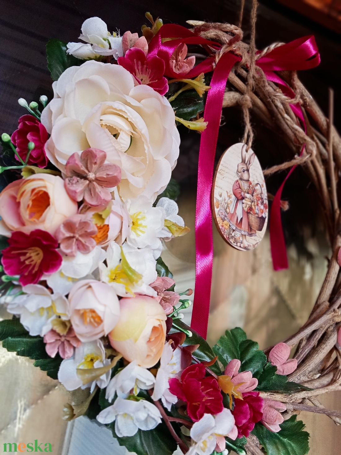 Romantikus tavaszi , húsvéti ajtódísz - otthon & életmód - dekoráció - ajtó- és ablak dekoráció - ajtódísz & kopogtató - Meska.hu