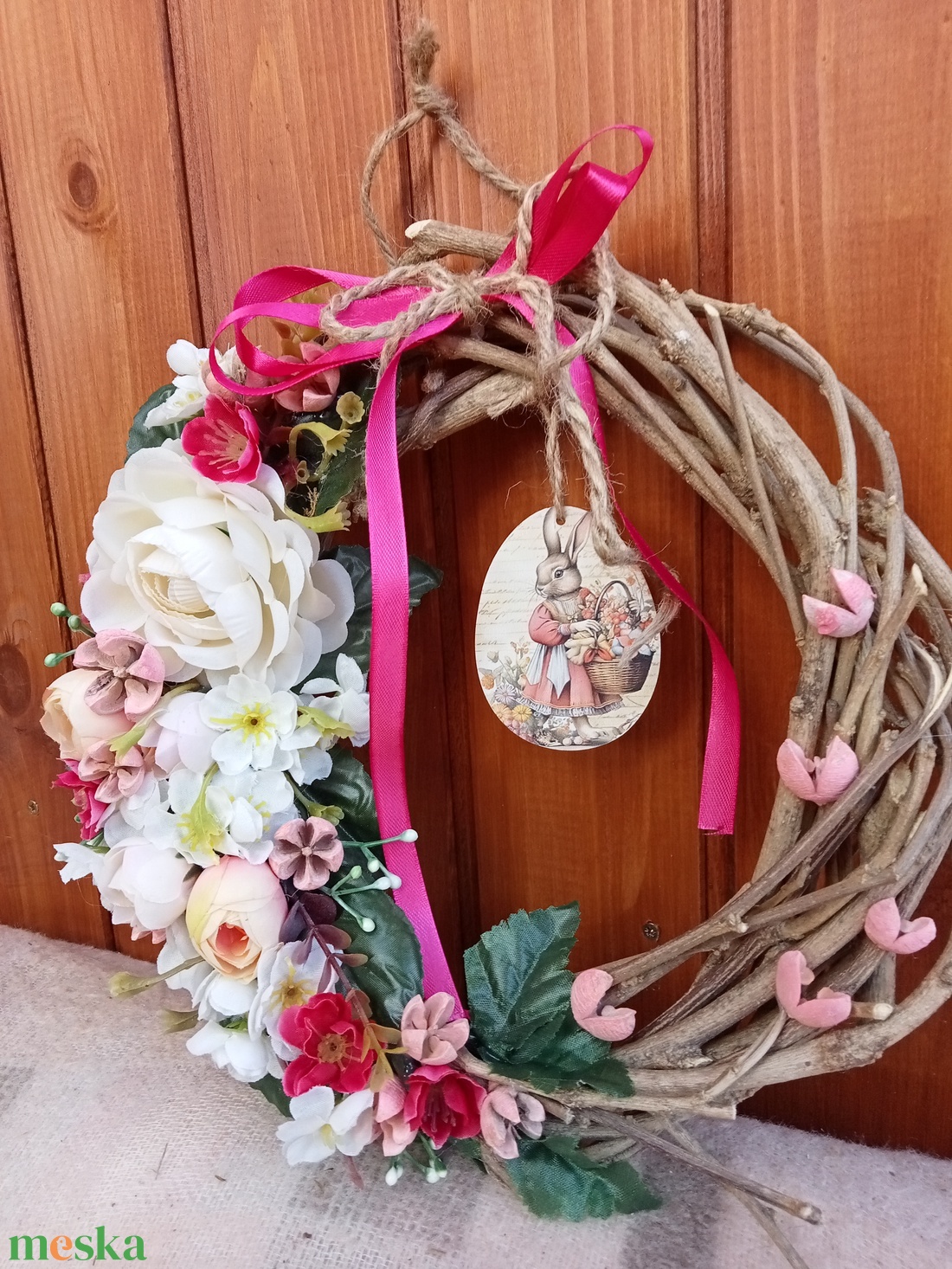 Romantikus tavaszi , húsvéti ajtódísz - otthon & életmód - dekoráció - ajtó- és ablak dekoráció - ajtódísz & kopogtató - Meska.hu