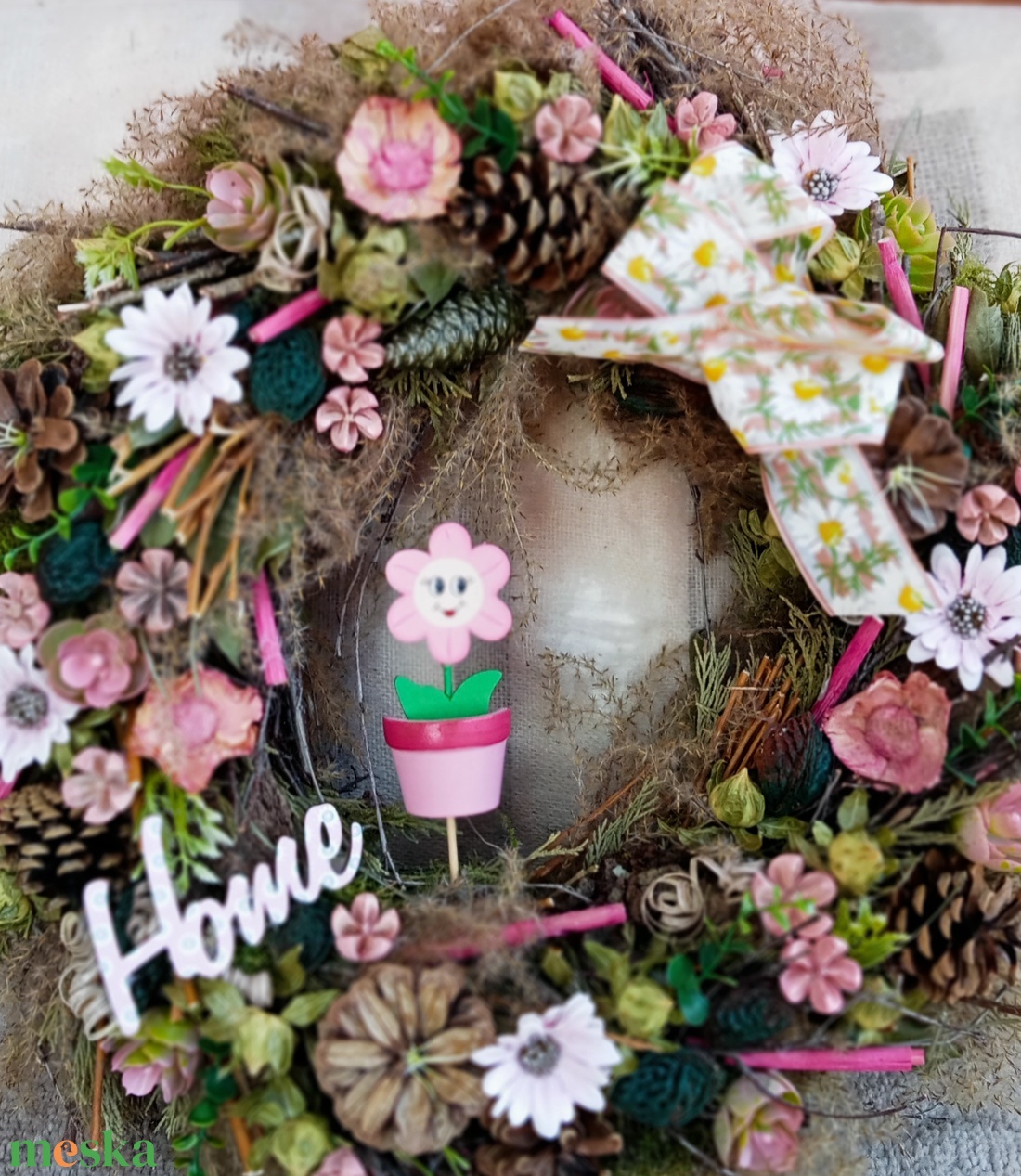 HOME Kiskertem kincsei..,( nagy méret) ajtodisz, asztaldisz asztalkozep, lakásdekoráció A1 - otthon & életmód - dekoráció - ajtó- és ablak dekoráció - ajtódísz & kopogtató - Meska.hu