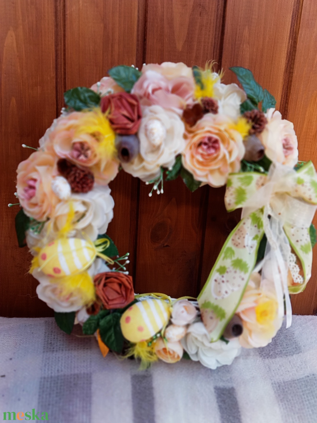 Húsvéti,tavaszi-    (nagy méret) koszorú,ajtódísz,kopogtató - otthon & életmód - dekoráció - ajtó- és ablak dekoráció - ajtódísz & kopogtató - Meska.hu