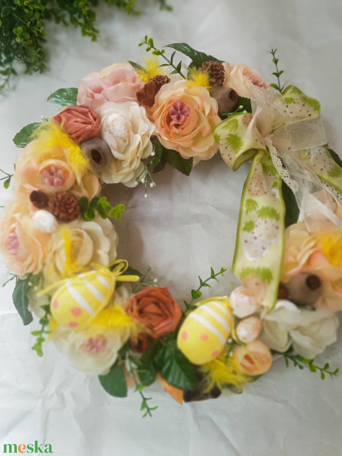 Húsvéti,tavaszi-    (nagy méret) koszorú,ajtódísz,kopogtató - otthon & életmód - dekoráció - ajtó- és ablak dekoráció - ajtódísz & kopogtató - Meska.hu