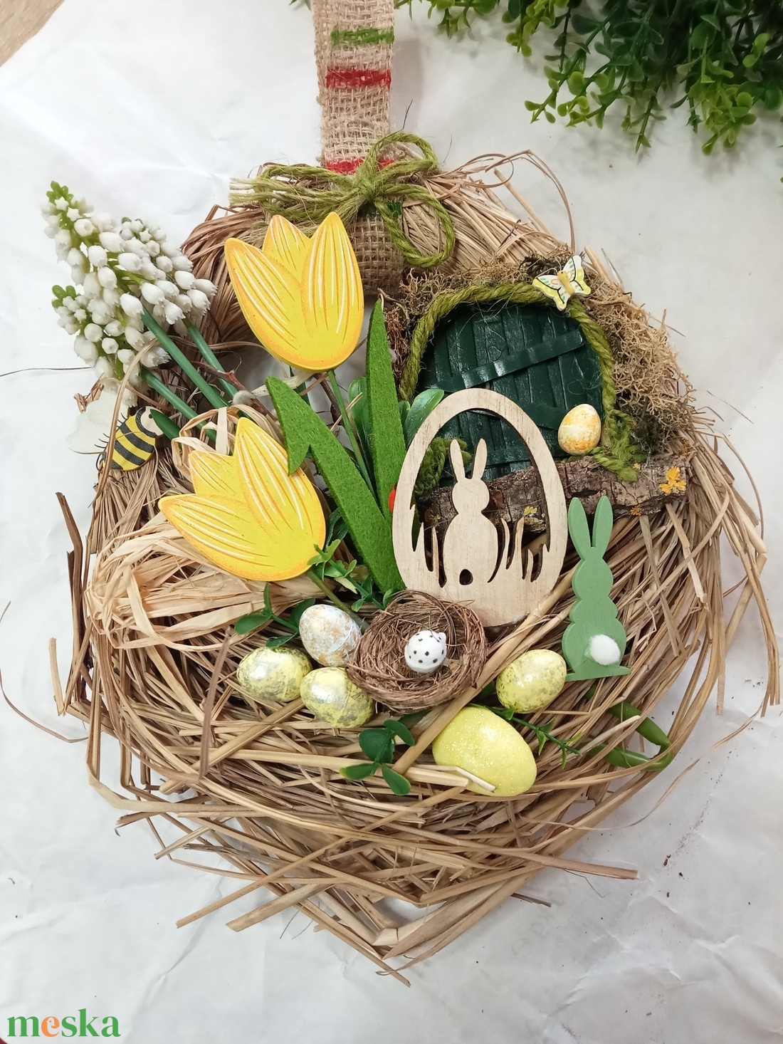 Tavasz - húsvéti ajtódísz  - otthon & életmód - dekoráció - asztal és polc dekoráció - asztaldísz - Meska.hu