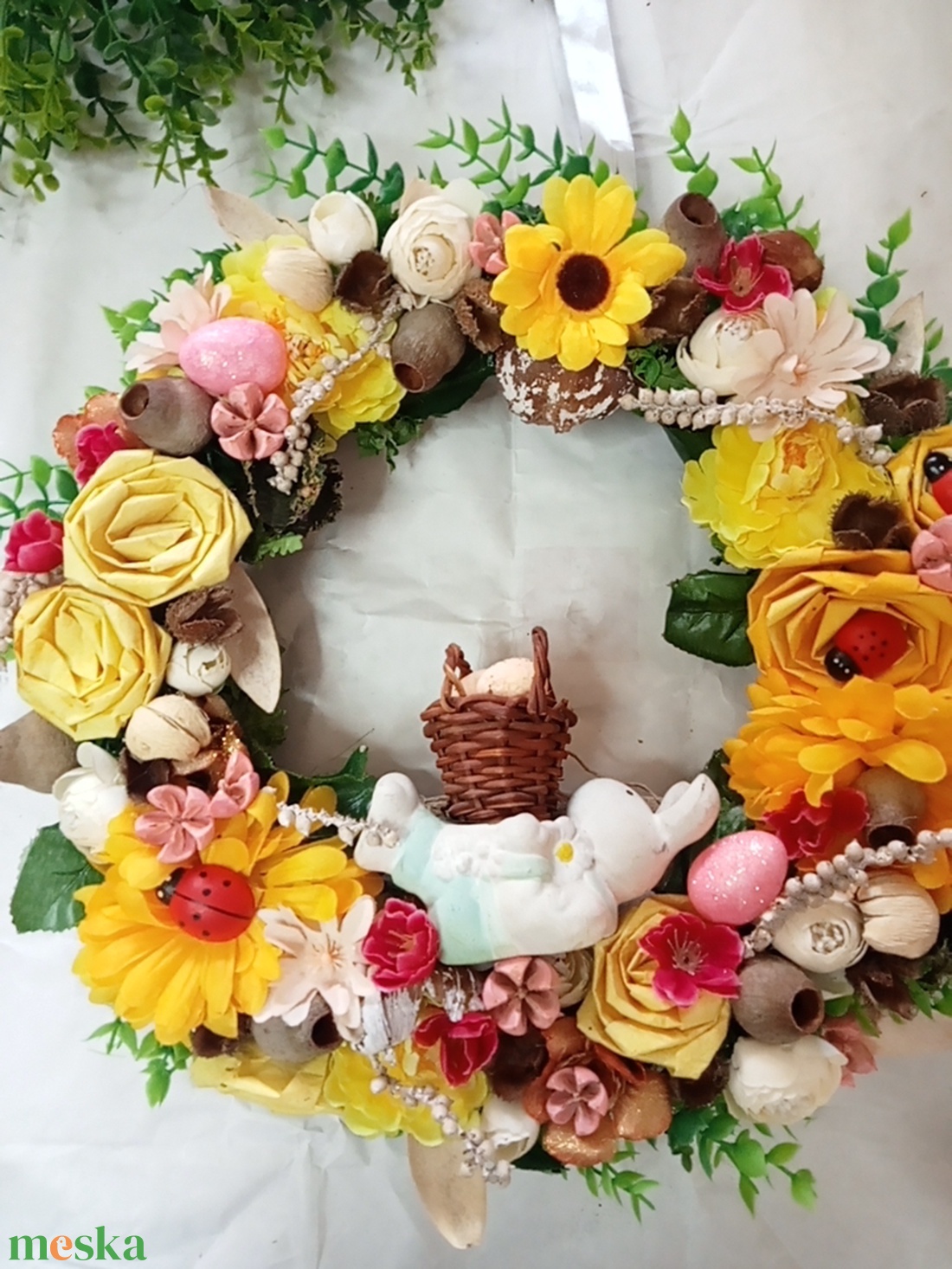 Színes tavaszi -husveti Napsugár ajtódísz, koszorú  - otthon & életmód - dekoráció - ajtó- és ablak dekoráció - ajtódísz & kopogtató - Meska.hu