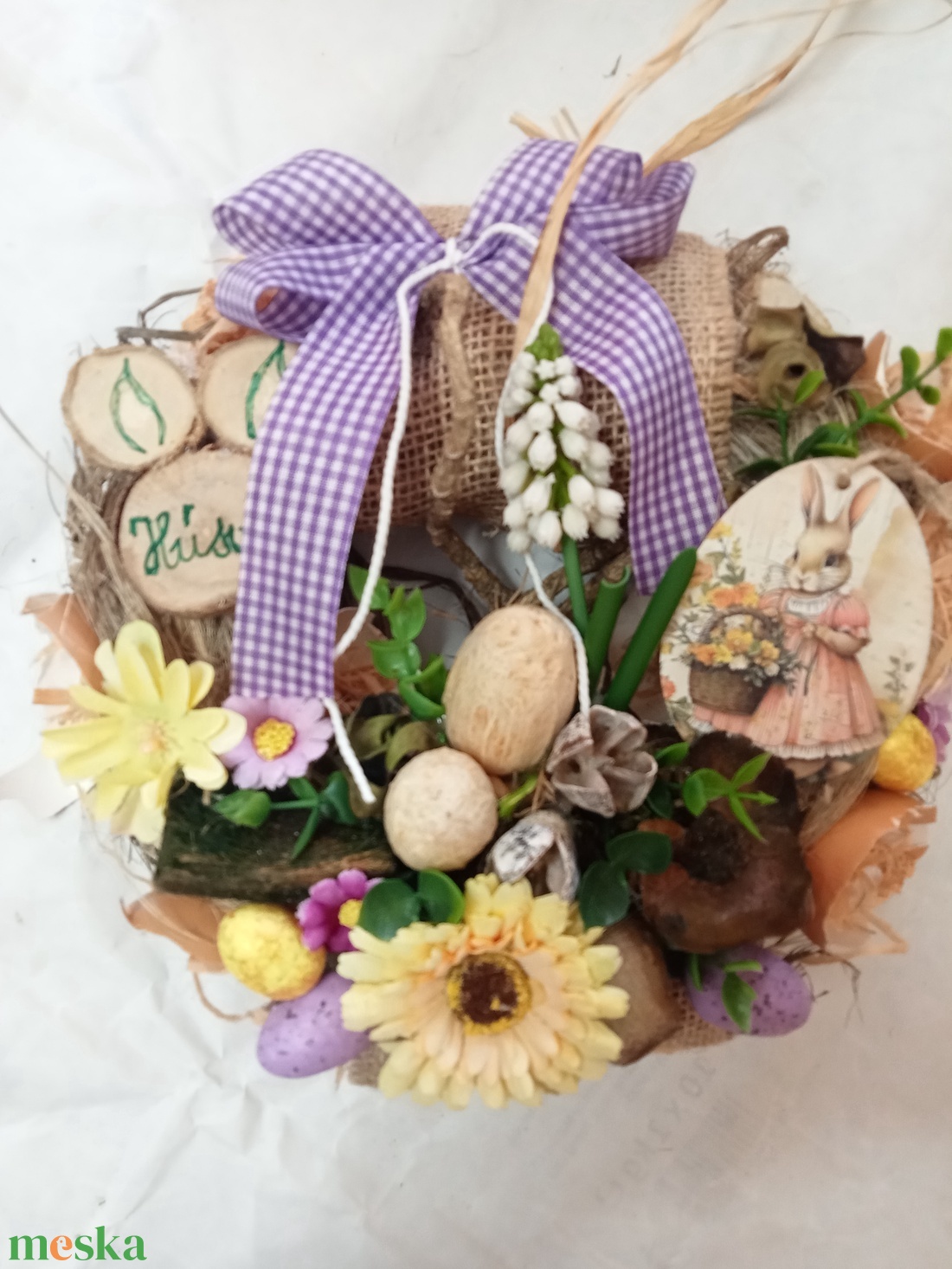 Nyuszi hopp... ajtódísz,kopogtató,koszorú - otthon & életmód - dekoráció - ajtó- és ablak dekoráció - ajtódísz & kopogtató - Meska.hu