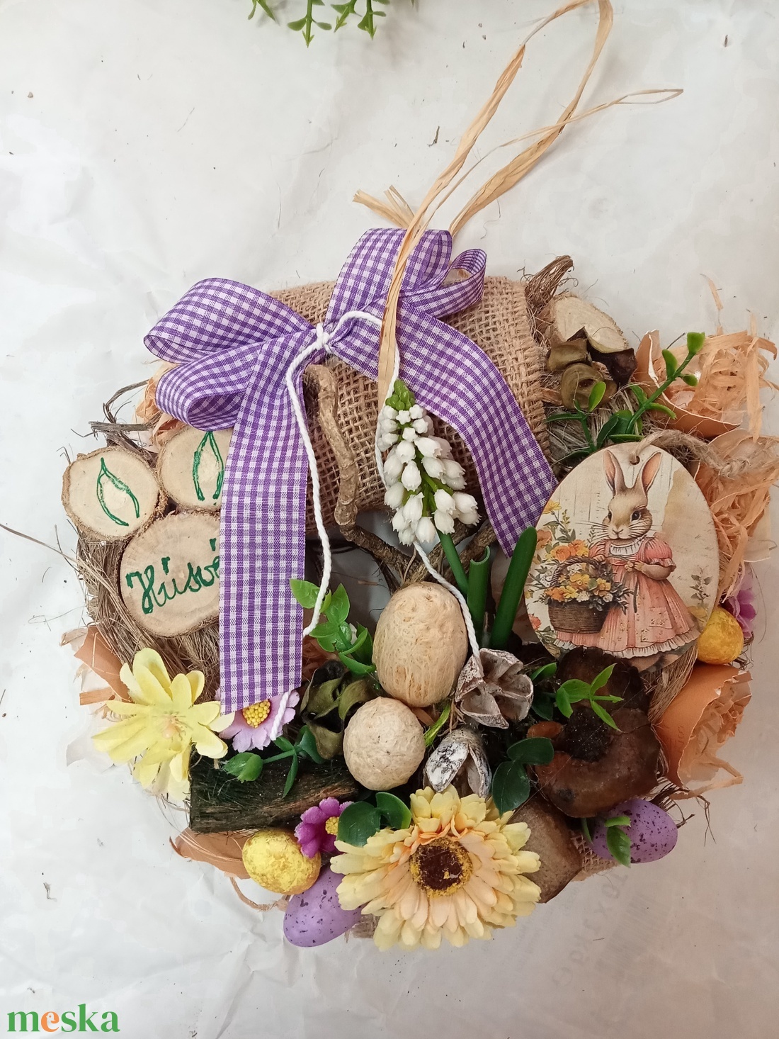 Nyuszi hopp... ajtódísz,kopogtató,koszorú - otthon & életmód - dekoráció - ajtó- és ablak dekoráció - ajtódísz & kopogtató - Meska.hu