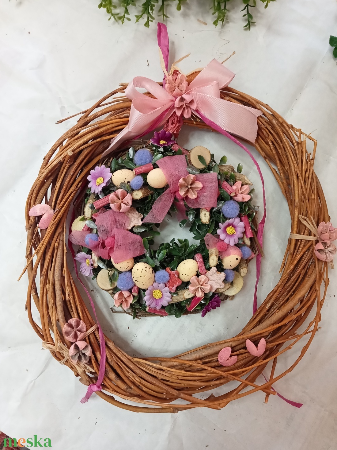 Csillagfürt ..EgyKicsi tavasz buxus ajtódísz,koszorú,kopogtató - otthon & életmód - dekoráció - ajtó- és ablak dekoráció - ajtódísz & kopogtató - Meska.hu