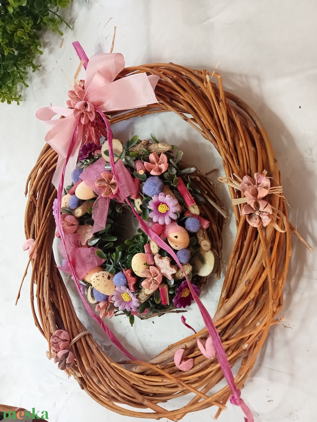 Csillagfürt ..EgyKicsi tavasz buxus ajtódísz,koszorú,kopogtató - otthon & életmód - dekoráció - ajtó- és ablak dekoráció - ajtódísz & kopogtató - Meska.hu