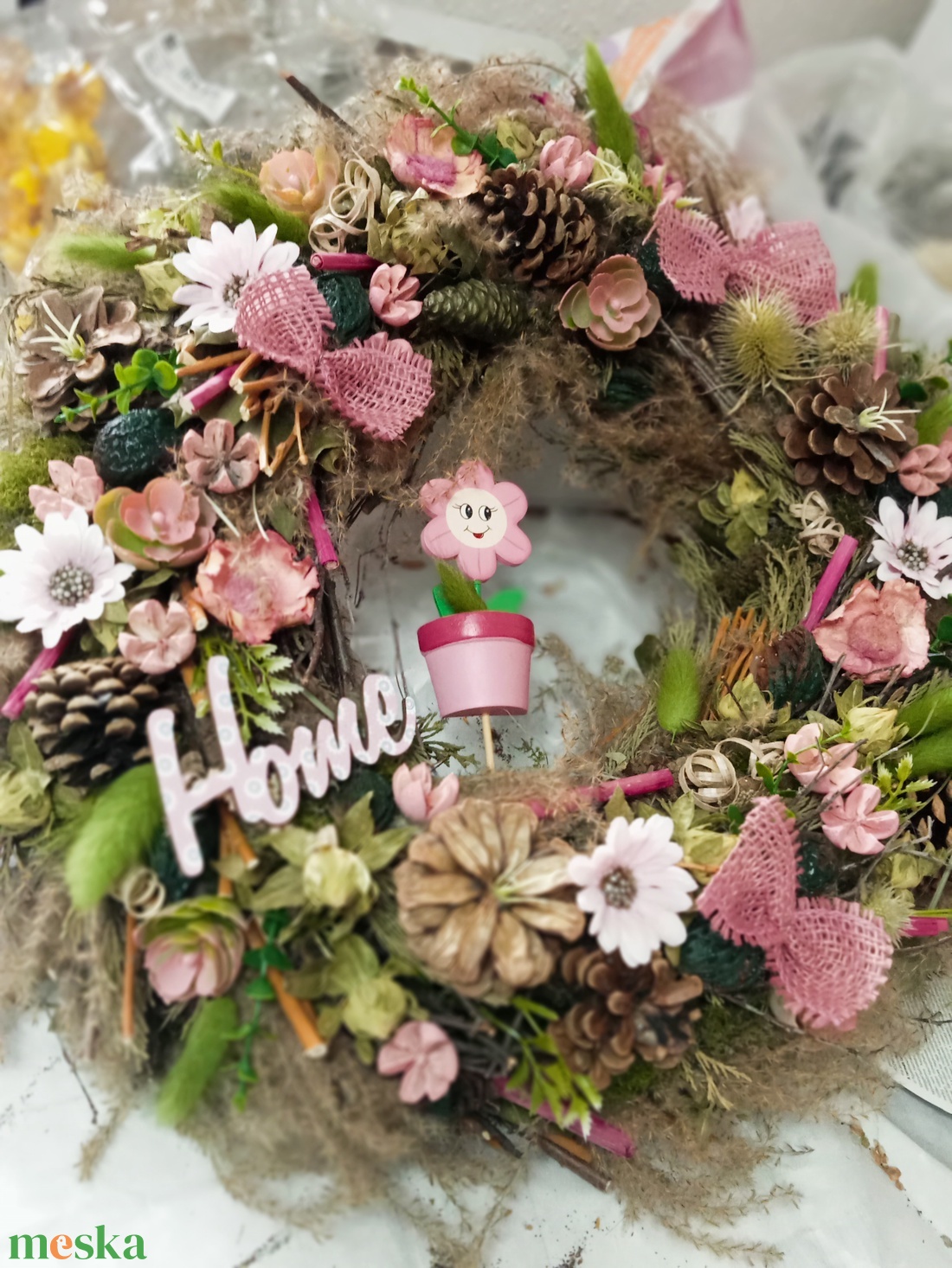 HOME Kiskertem kincsei..,( nagy méret) ajtodisz, asztaldisz asztalkozep, lakásdekoráció A1 - otthon & életmód - dekoráció - ajtó- és ablak dekoráció - ajtódísz & kopogtató - Meska.hu