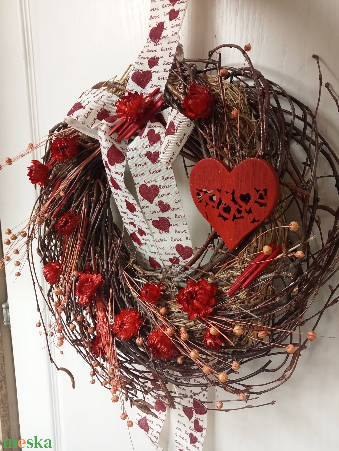 Hatalmas szívem. ROMANTIKUS,rusztikus,csupa szív:ajtódísz,koszorú,kopogtató,falidísz(nagy méret) - otthon & életmód - dekoráció - ajtó- és ablak dekoráció - ajtódísz & kopogtató - Meska.hu