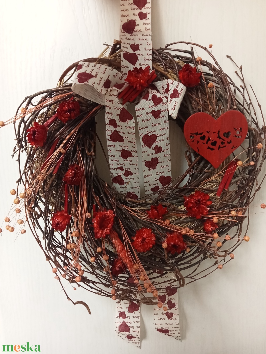 Hatalmas szívem. ROMANTIKUS,rusztikus,csupa szív:ajtódísz,koszorú,kopogtató,falidísz(nagy méret) - otthon & életmód - dekoráció - ajtó- és ablak dekoráció - ajtódísz & kopogtató - Meska.hu