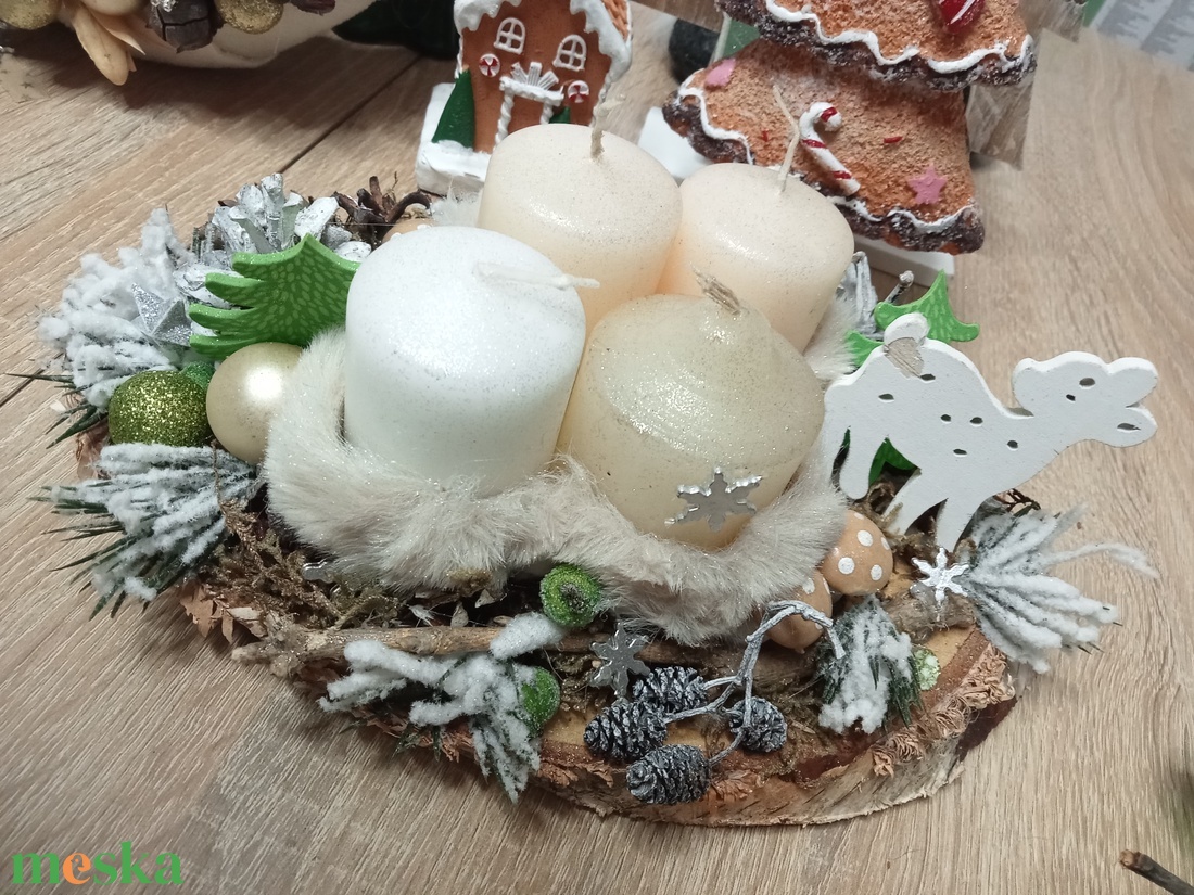 Téli táj bundában ,Őzikés,Téli,karácsonyi adventi asztaldísz,asztalközép, koszorú  - karácsony - adventi díszek - adventi asztaldísz - Meska.hu