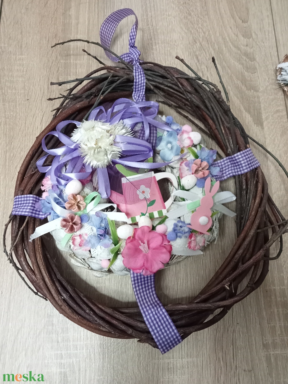 Színes húsvét l.koszorú,ajtódísz,kopogtató - ünnepi díszek, dekorációk - húsvéti díszek és dekorációk - húsvéti ajtódísz, kopogtató - Meska.hu