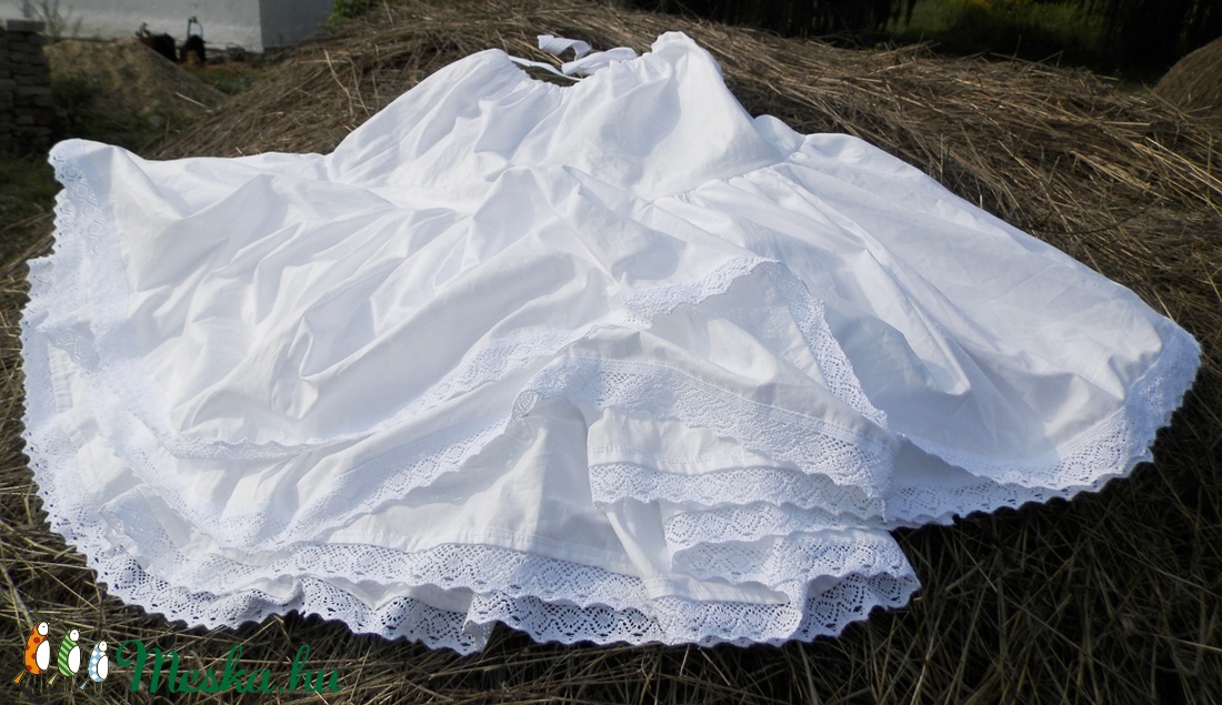 2 fodros alsószoknya, fehér néptánc szoknya -  népi ruha, népviselet kellék -  - Meska.hu