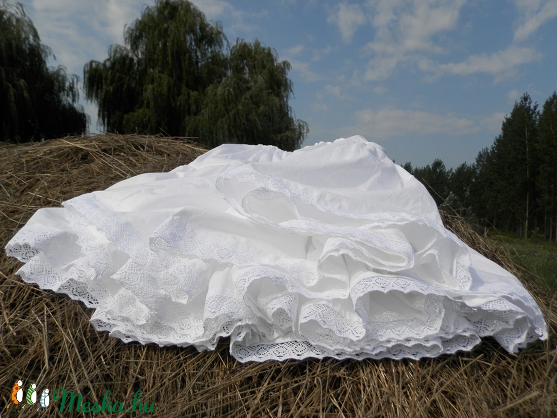 2 fodros alsószoknya, fehér néptánc szoknya -  népi ruha, népviselet kellék -  - Meska.hu