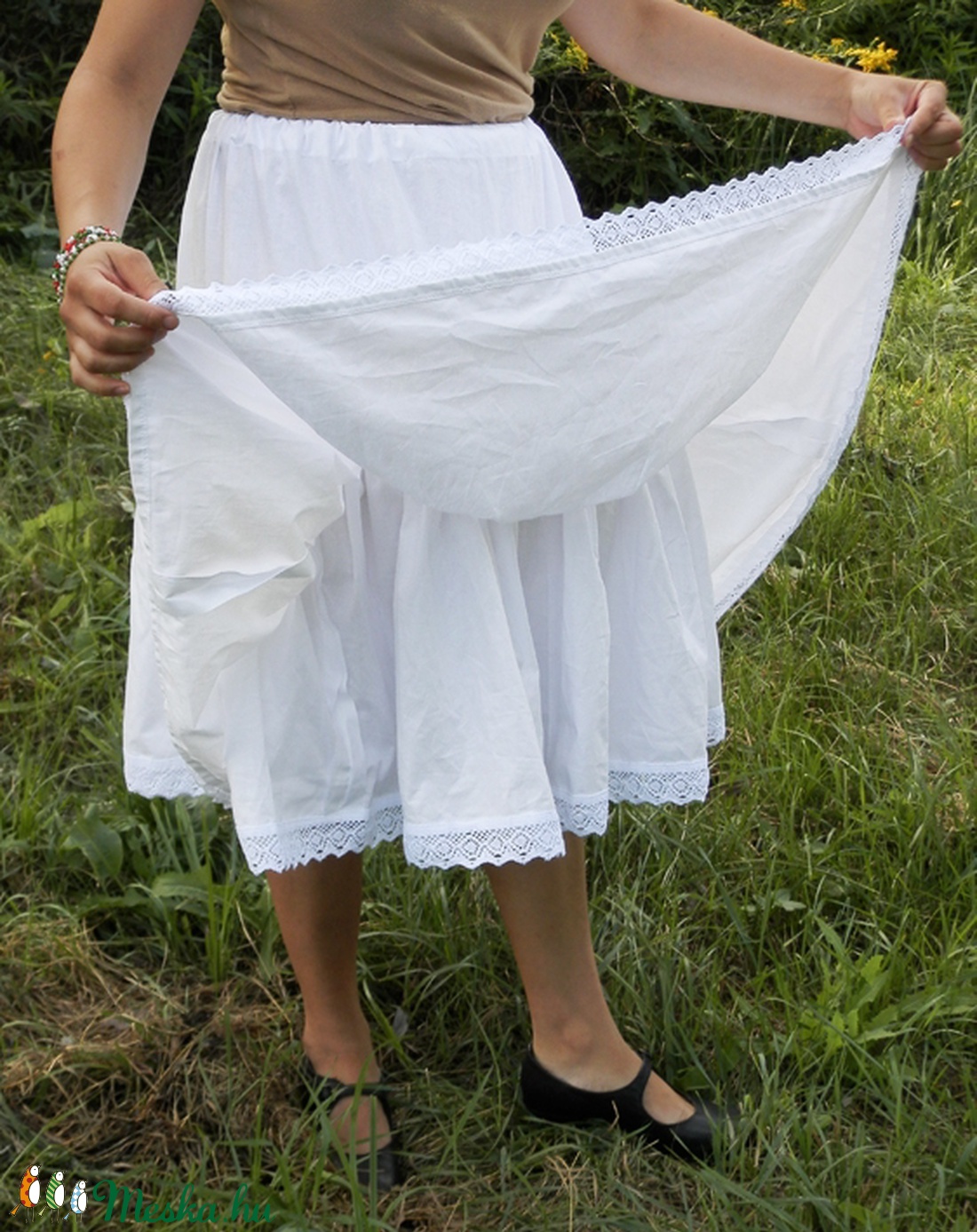 2 fodros alsószoknya, fehér néptánc szoknya -  népi ruha, népviselet kellék -  - Meska.hu