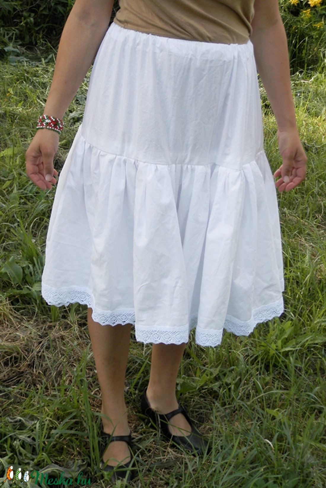 2 fodros alsószoknya, fehér néptánc szoknya -  népi ruha, népviselet kellék -  - Meska.hu