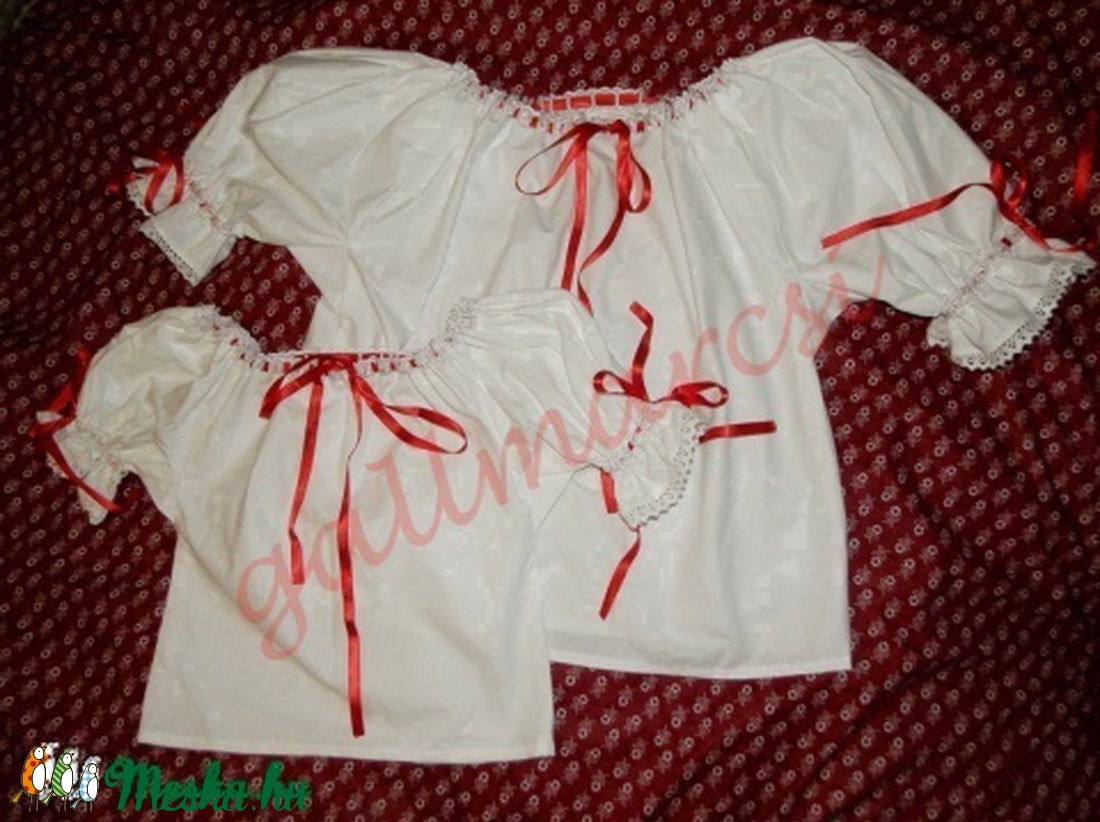 Népi buggyos ujjú női néptánc blúz, szalagos blúz -  - Meska.hu