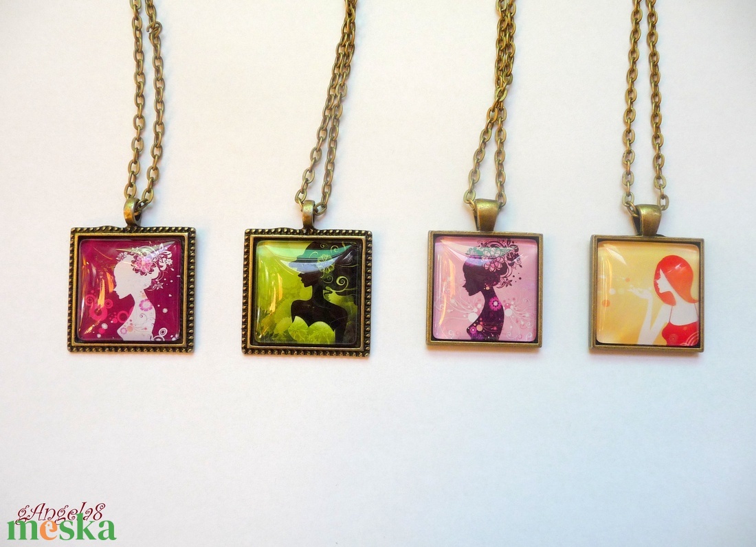 Narancssárgás, szögletes, trendi csajos nyaklánc - ékszer - nyaklánc - medálos nyaklánc - Meska.hu