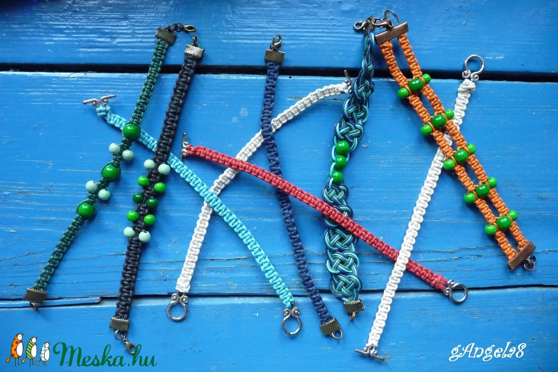 Fehér makramé karkötő - ékszer - karkötő - fonott karkötő - Meska.hu