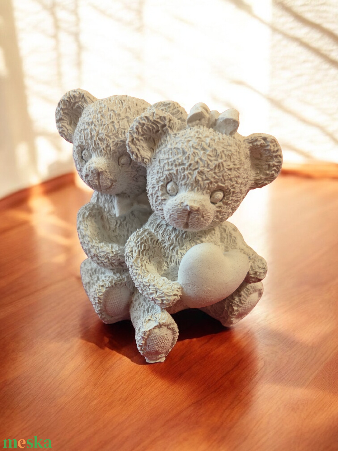 Gipsz macik szívvel natúr vagy festett - kellékek & szerszámok - dekorációs kellékek - figurák - Meska.hu