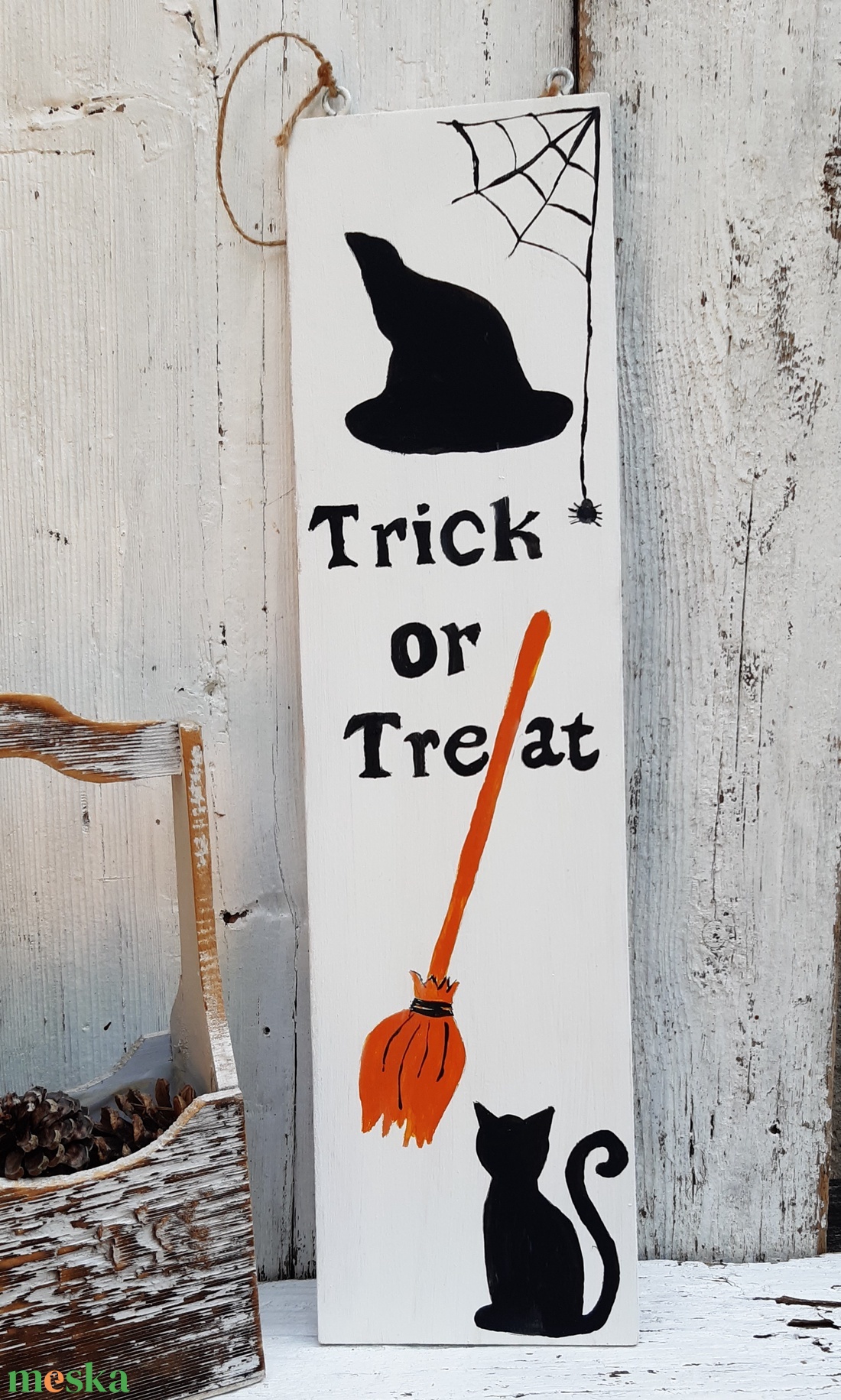 Boszis  tábla- ajtódísz, őszi dekoráció, Halloween tábla, halloween party, boszi, seprű - otthon & életmód - dekoráció - halloween - halloweeni ajtódíszek és ablakdíszek - Meska.hu