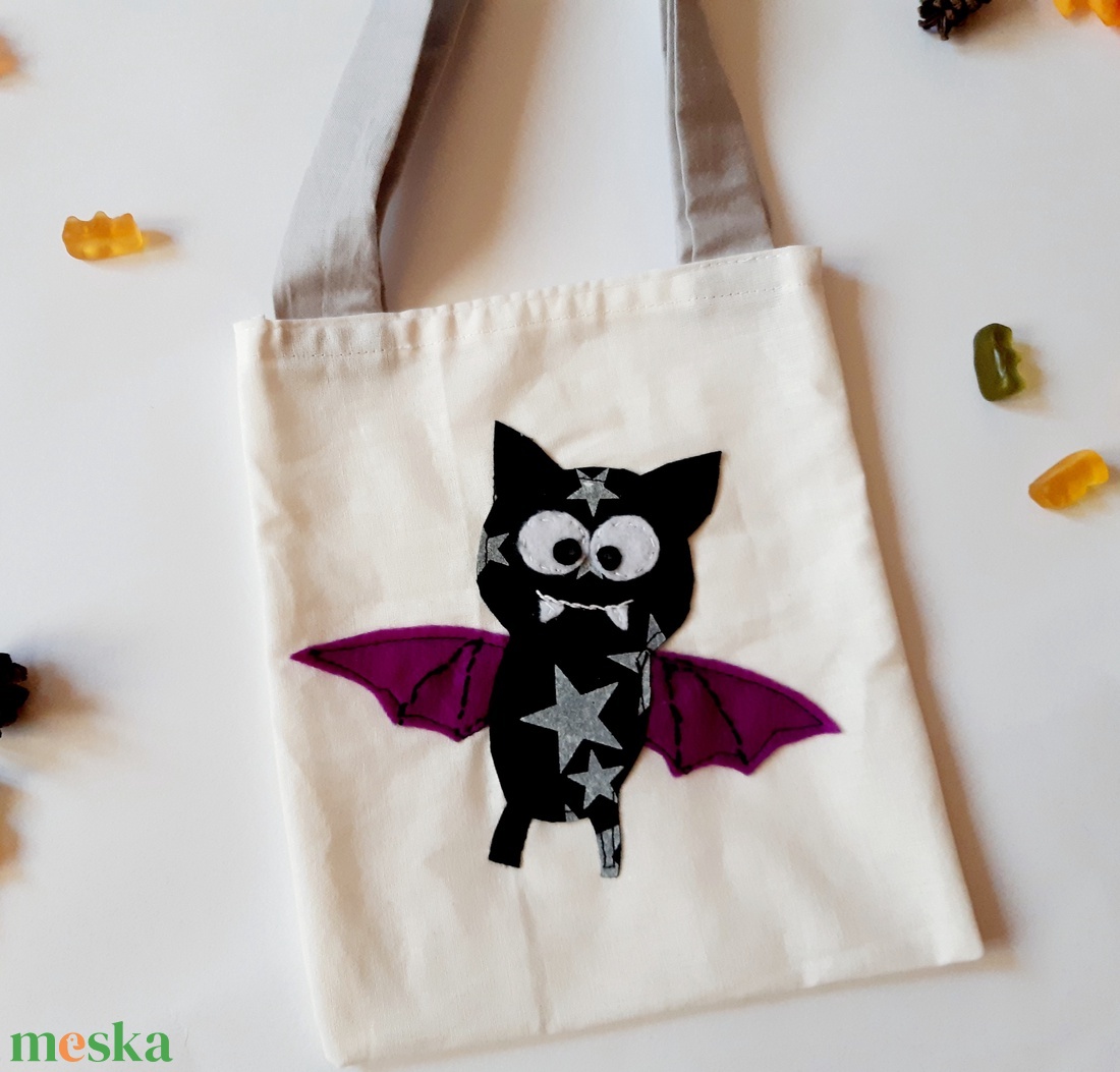 Mókás denevér- halloween táska gyerekeknek - otthon & életmód - dekoráció - halloween - halloweeni jelmez és kiegészítők - Meska.hu