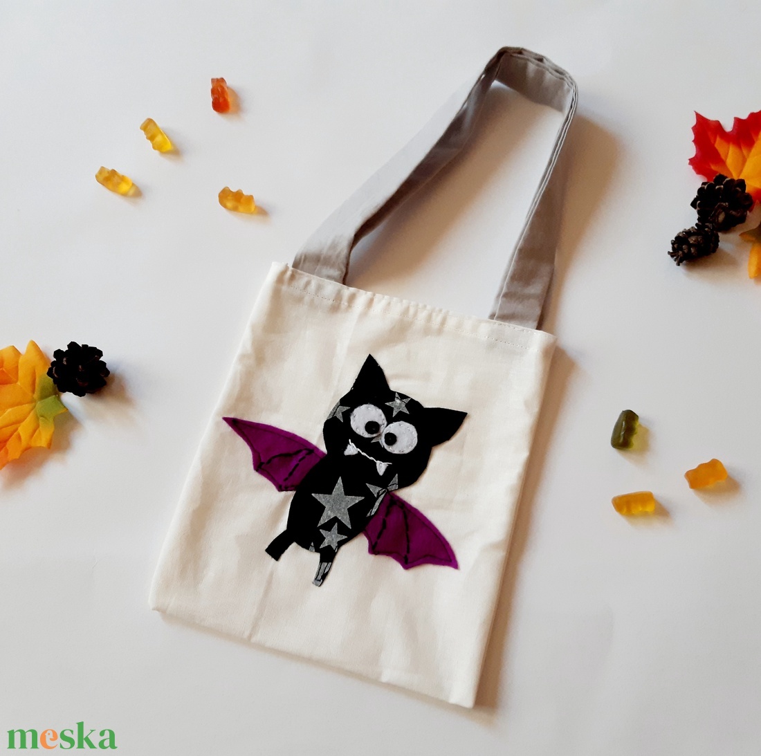 Mókás denevér- halloween táska gyerekeknek - otthon & életmód - dekoráció - halloween - halloweeni jelmez és kiegészítők - Meska.hu
