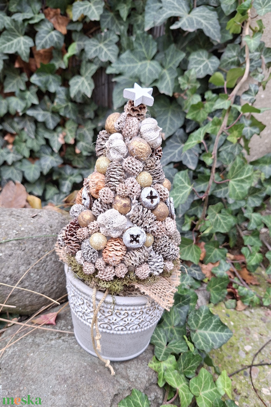 Természetes karácsony - adventi asztali dísz, termés fenyő karácsonyi dísz, - karácsony - adventi díszek - adventi asztaldísz - Meska.hu