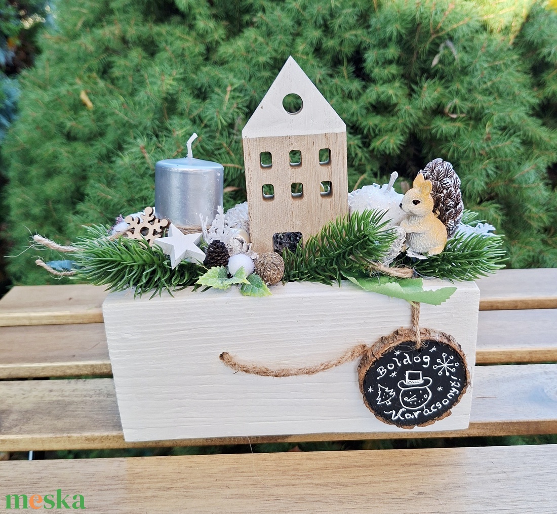 Karácsonyi faházikó -adventi, karácsonyi gyertyadísz, adventi ládika - karácsony - adventi díszek - adventi gyertyadíszek és koszorúdíszek - Meska.hu