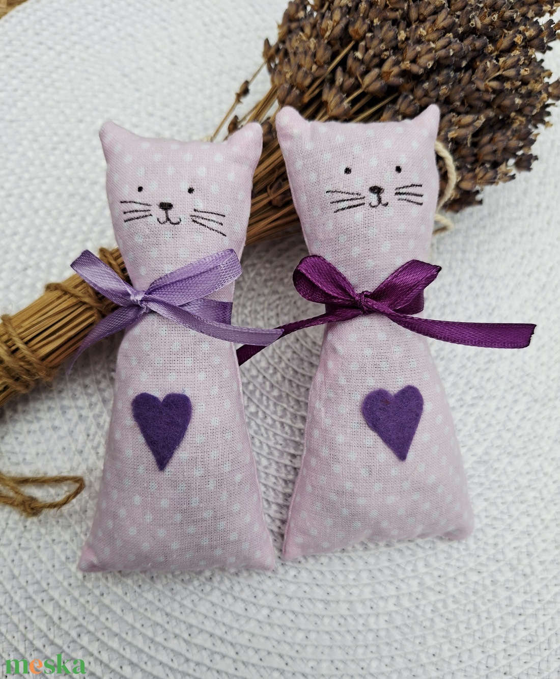  Rózsaszín Levendula cicák - 2 db illatzsákok, illatpárnák, levendulavirággal töltve - otthon & életmód - gyertya, illat, aroma - illatzsák - Meska.hu