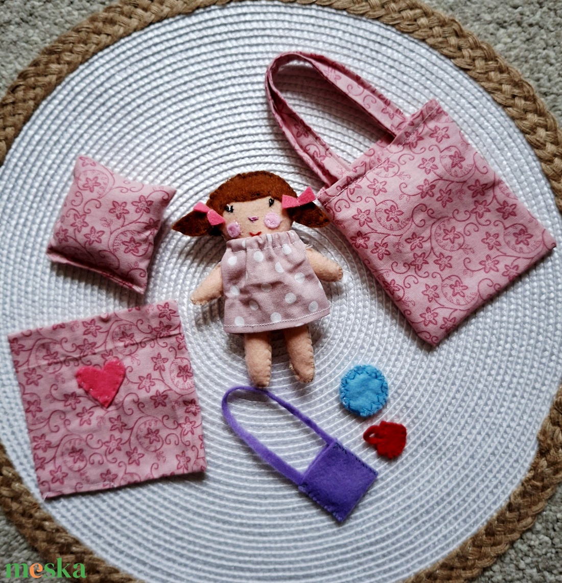 Panka piknikje- szütyős textiljáték, Azonnal vihető - játék & sport - szerepjáték - Meska.hu