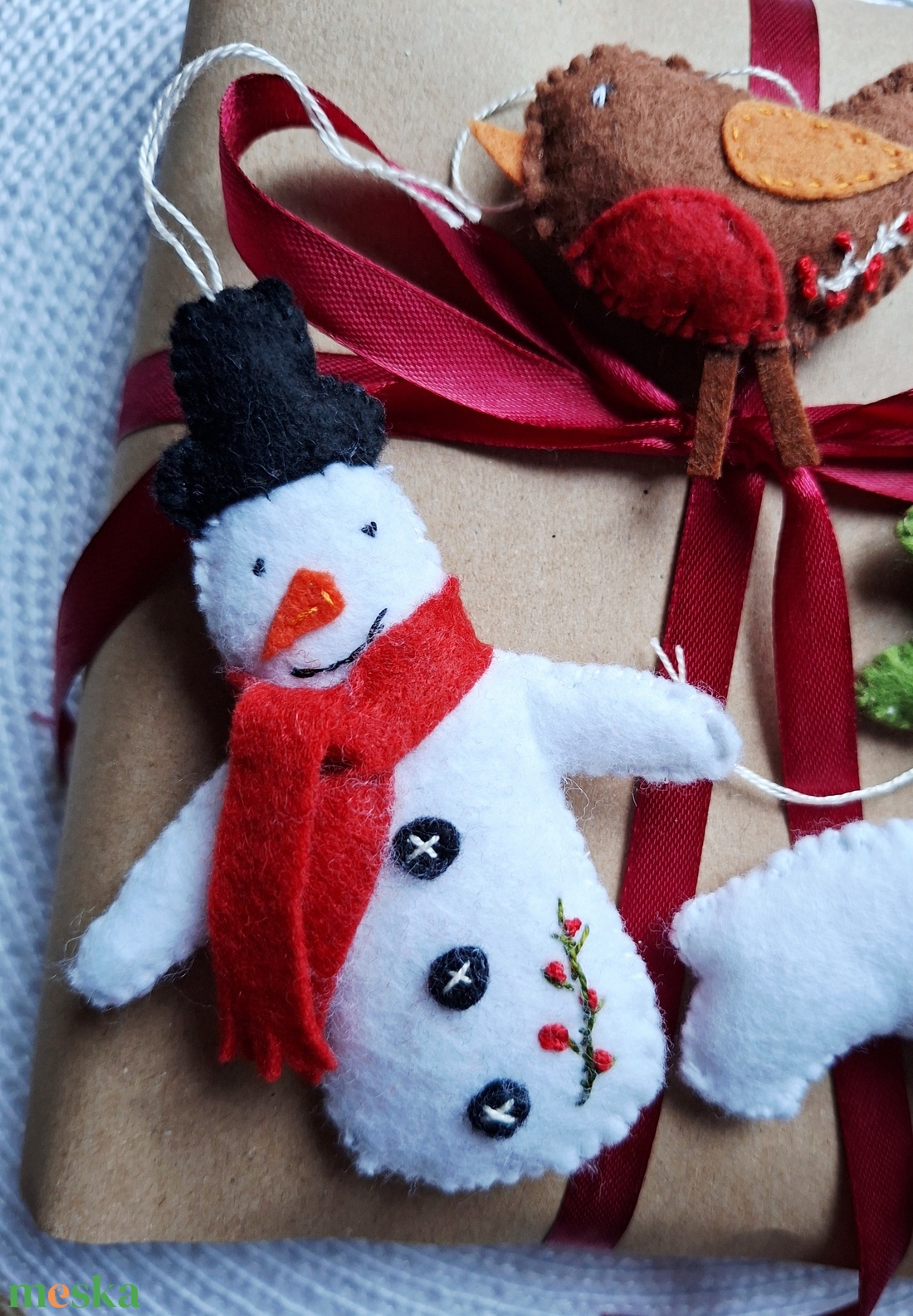  Karácsonyi erdő 4 db filc szett, karácsonyi dekoráció, függődíszek  - karácsony - karácsonyi lakásdekoráció - karácsonyfadíszek - Meska.hu