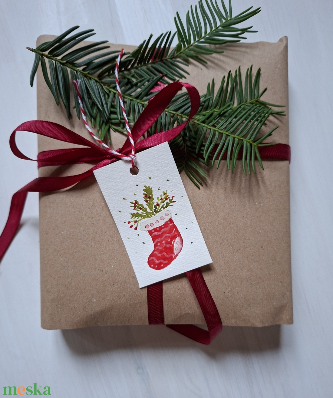 Karácsonyi zöldek- 6db- kézzel festett karácsonyi ajándékkísérő, dekoráció - karácsony - karácsonyi lakásdekoráció - karácsonyfadíszek - Meska.hu