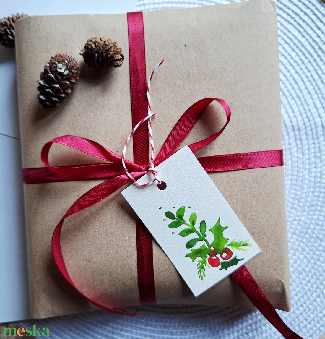 Karácsonyi zöldek- 6db- kézzel festett karácsonyi ajándékkísérő, dekoráció - karácsony - karácsonyi lakásdekoráció - karácsonyfadíszek - Meska.hu