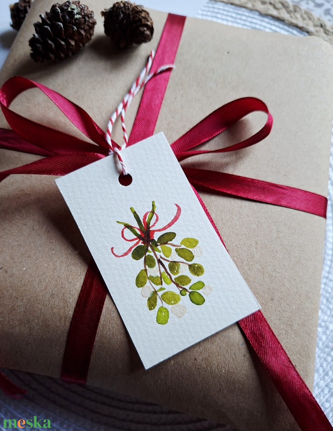 Karácsonyi zöldek- 6db- kézzel festett karácsonyi ajándékkísérő, dekoráció - karácsony - karácsonyi lakásdekoráció - karácsonyfadíszek - Meska.hu