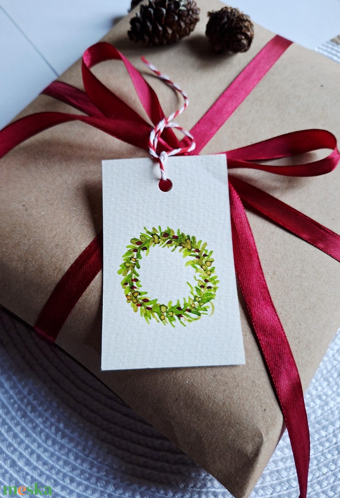 Karácsonyi zöldek- 6db- kézzel festett karácsonyi ajándékkísérő, dekoráció - karácsony - karácsonyi lakásdekoráció - karácsonyfadíszek - Meska.hu