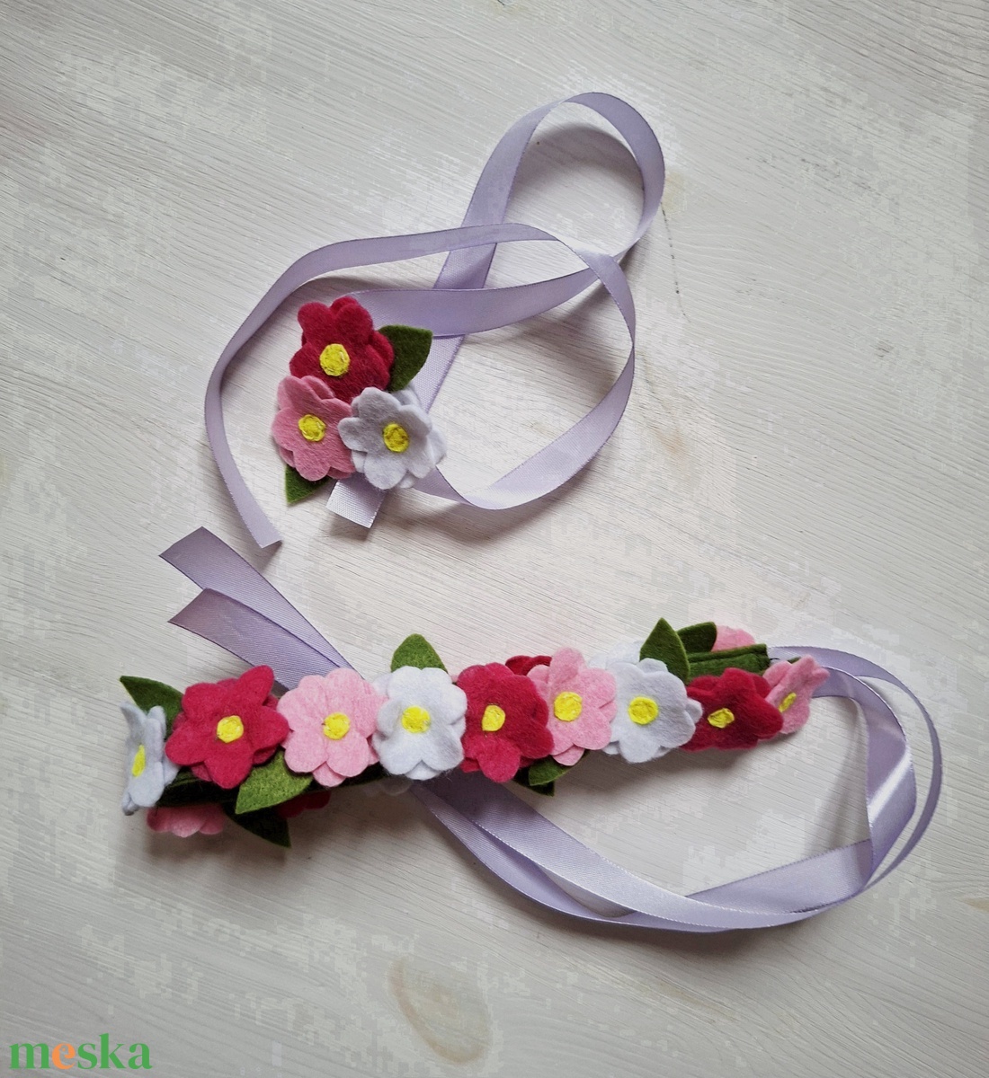 Tavaszi virágos fejdísz és csuklódísz kislánynak - farsangi jelmez, álarc kiegészítő Azonnal vihető! - ruha & divat - jelmez & álarc - jelmez - Meska.hu