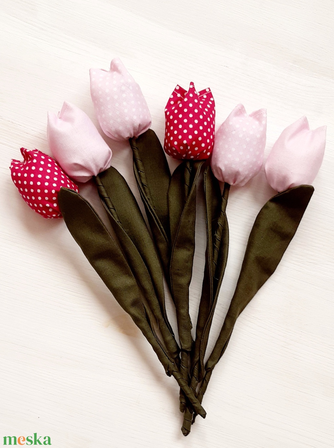 Rózsaszín és pink  tulipánok,  6db-os csokor, rendelhető - otthon & életmód - dekoráció - húsvéti asztaldíszek - Meska.hu