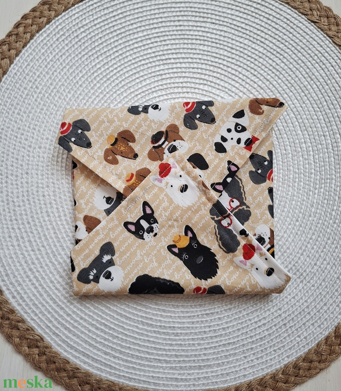 Cuki kutyák- újra szalvéta, textil szalvéta, csomagolás - otthon & életmód - konyhafelszerelés, tálalás - konyhai textil - szalvéta - Meska.hu