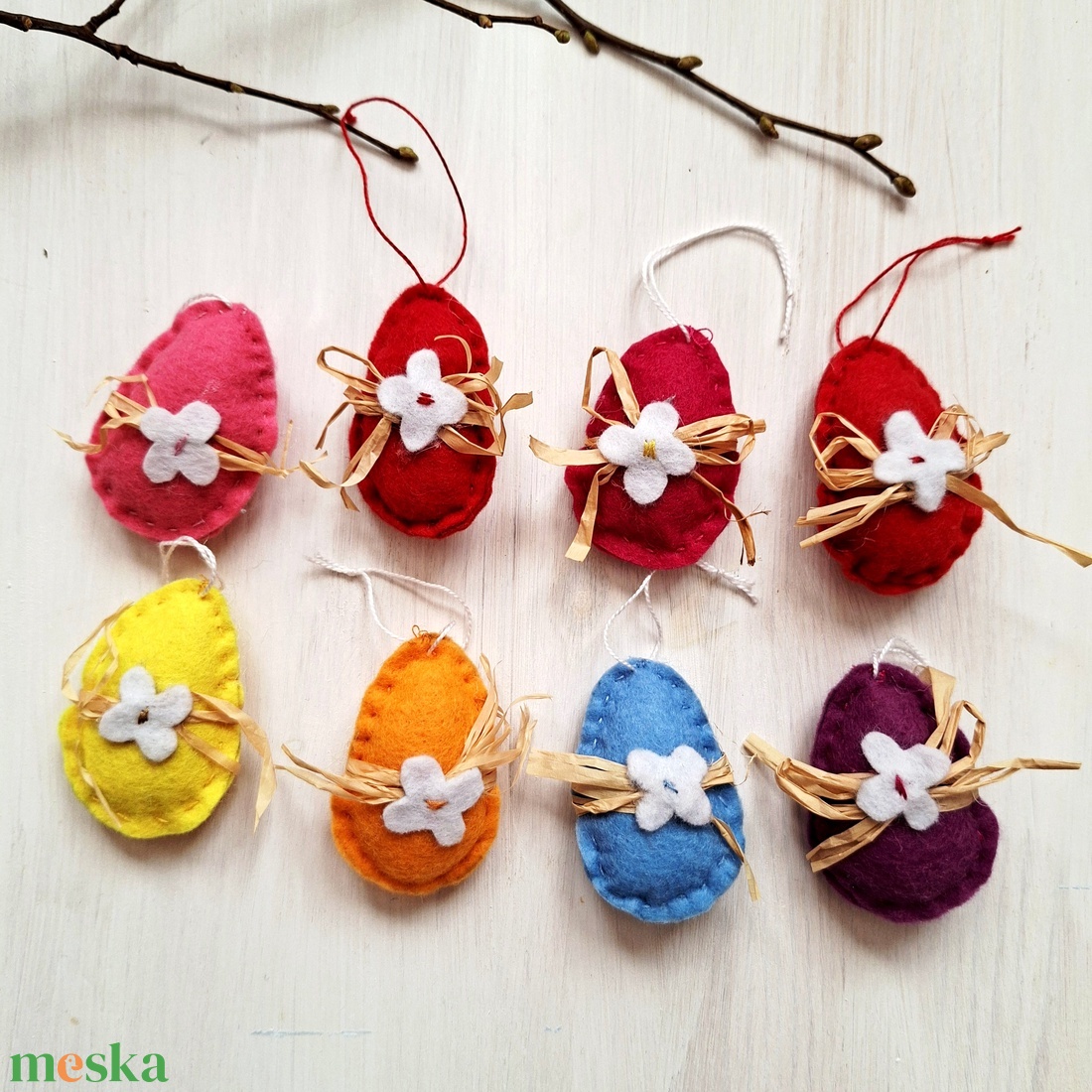Színes filctojások- húsvéti díszek, függő díszek, dekoráció, - ünnepi díszek, dekorációk - húsvéti díszek és dekorációk - húsvéti tojásfadíszek - Meska.hu