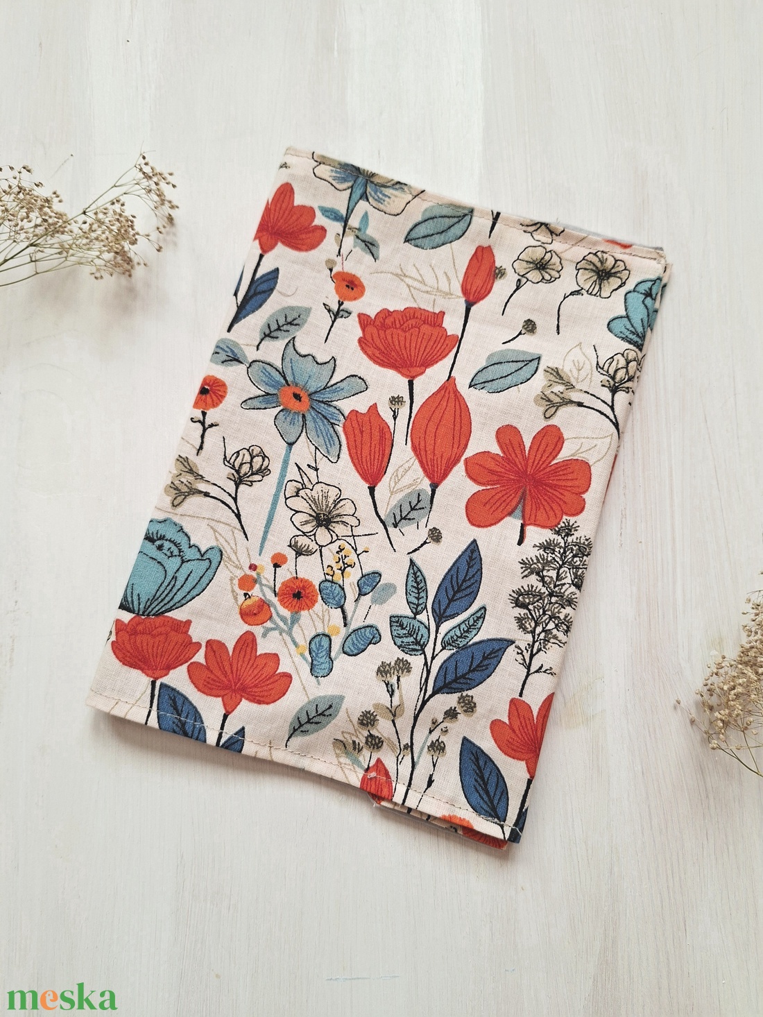Vadvirágos könyvborító, jegyzetfüzet borító, textilborító - könyv & zene - könyvtok - Meska.hu
