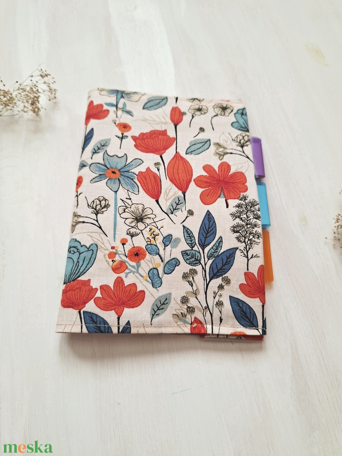 Vadvirágos könyvborító, jegyzetfüzet borító, textilborító - könyv & zene - könyvtok - Meska.hu