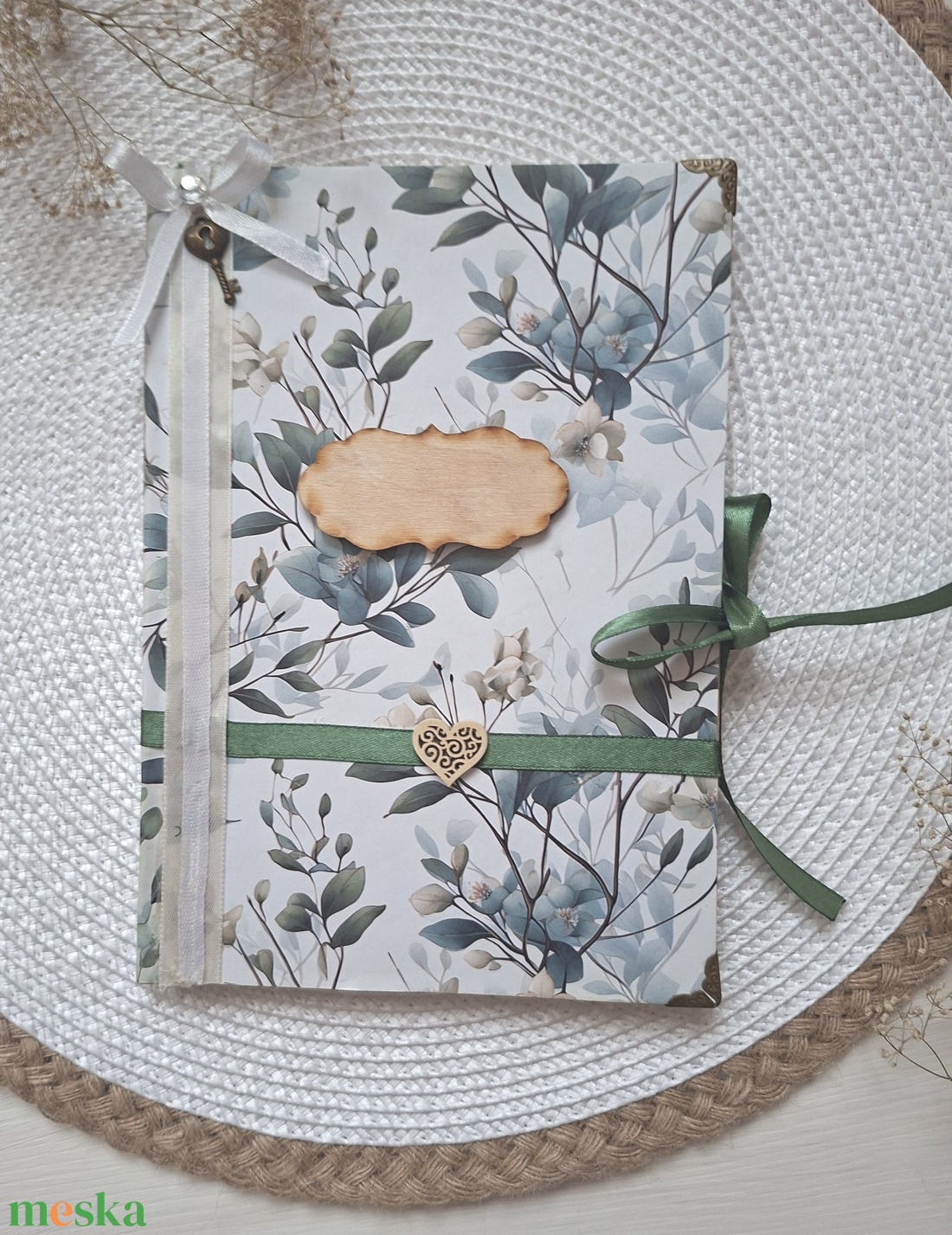 Zöld leveles A5 napló, vendégkönyv, napló, emlékkönyv A5 méretű, nászajándék  - otthon & életmód - papír, írószer - jegyzetfüzet & napló - Meska.hu