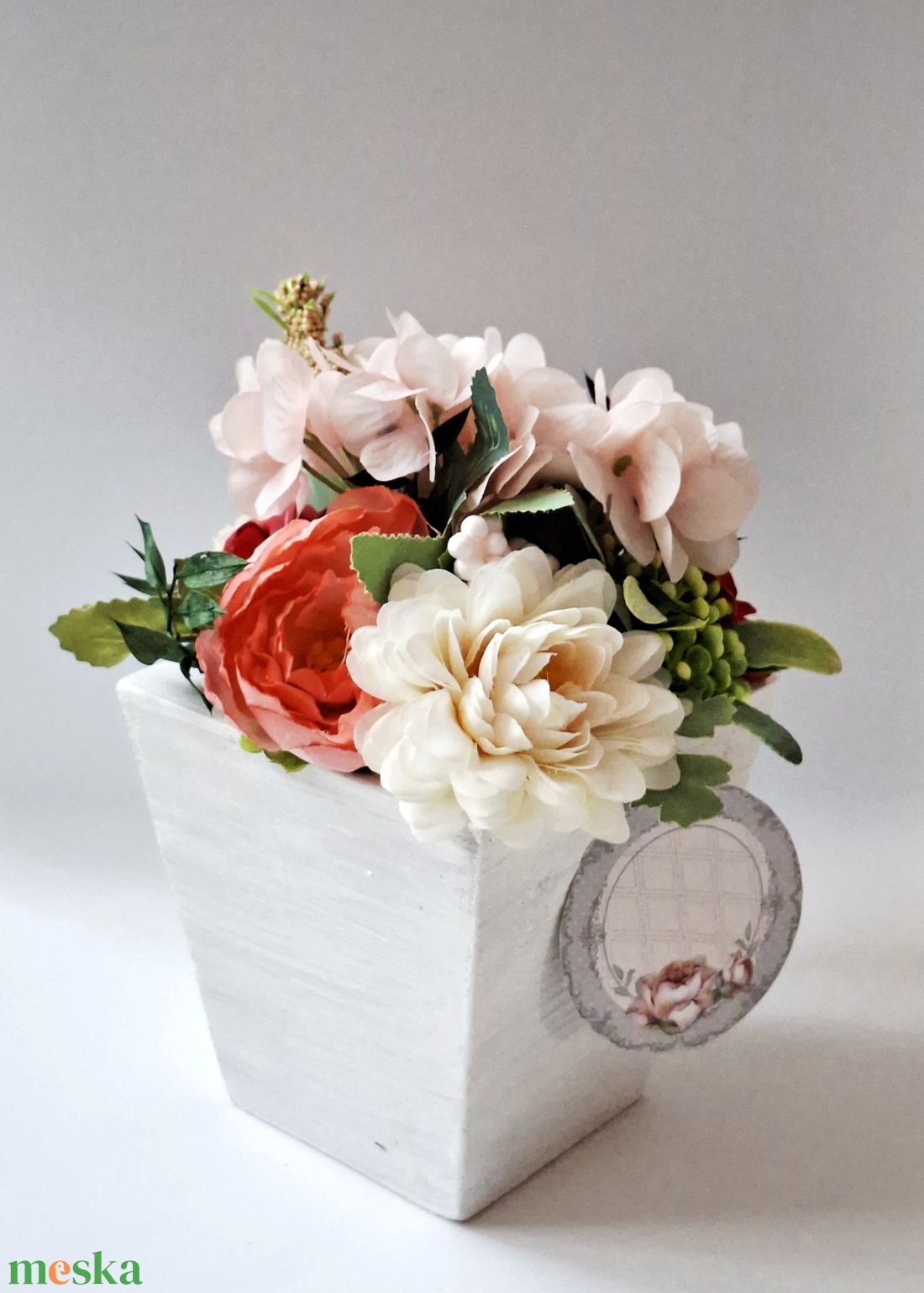 Vegyes virágok, Fakaspós virágdísz - otthon & életmód - dekoráció - asztal és polc dekoráció - asztaldísz - Meska.hu