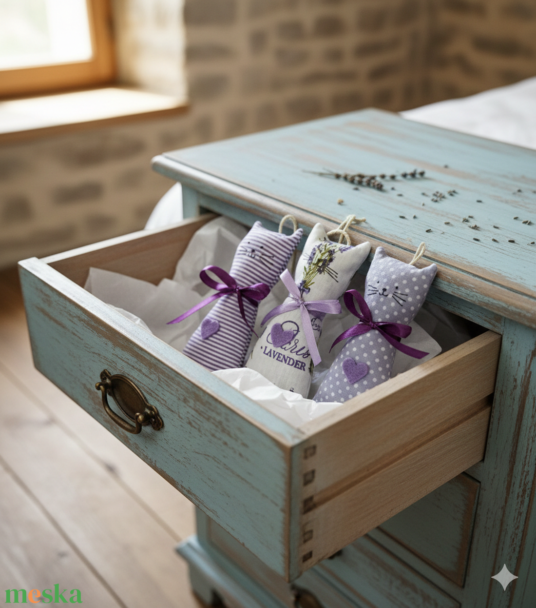 Lila levendula cicák- levendulás textil dekorációk, 3db illatzsák, levendula illatpárnák - otthon & életmód - gyertya, illat, aroma - illatzsák - Meska.hu